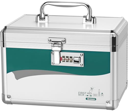 Glosen Medizin Box mit Zahlenschloss, Medikamenten Aufbewahrung Verschließbare Box, Aufbewahrungsbox Medikamentenbox mit Code-Schloss 10 * 6,7 * 6,7 Zoll [Portable] (Klein)