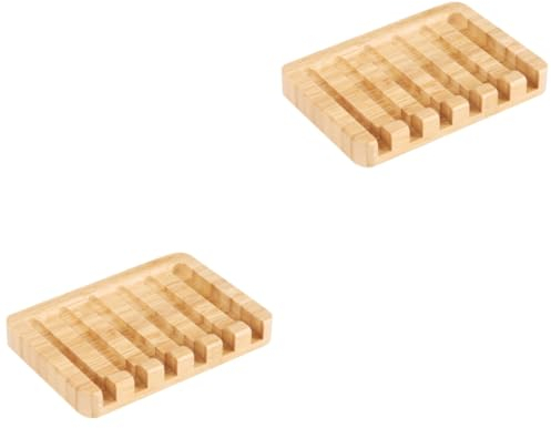 Ciieeo 2 Piezas vaciar la jabonera Bandeja de jabón de bambú contenedor de jabón Bandeja de Madera sostenedor del Plato contenedor de bambú Lavabo Caja de jabón Barra de Bar Soporte