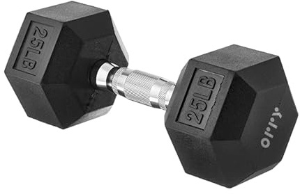 ORRY Gummibeschichtete Sechskant-Hantel - 25 lb - 11,3 kg - Einhandgewicht für Workout & Training