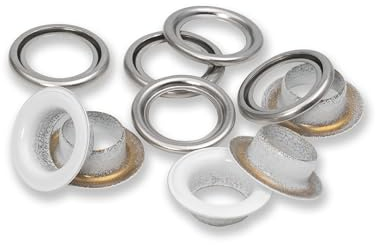 Prym 542540 542542 Ösen mit Scheiben, rot/silberfarbig, vearbeitbar mit dem Vario Creative Tool, weiß, Ø 11 mm, 20 Anzahl