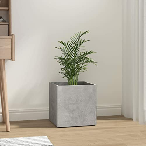 Rantry Pflanzkasten Beton Grau 40x40x40cm Holzwerkstoff Garten Pflanzgefäße Outdoor Pflanzkübel Blumenkasten für Terrasse Terrasse Hinterhof und Rasen Garten Dekor Gemüse Kräuterbeet Hochbeet