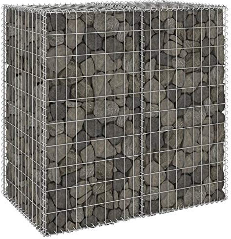 LAPOOH Gabionenwand mit Abdeckung, Gabionen Zaun, Mülltonnenverkleidung, Gabionenkörbe, Steine Für Gabionen, Steingabionen, Verzinkter Stahl 100x60x100 cm