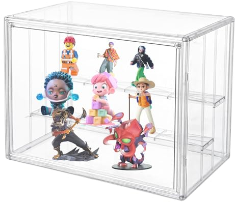 Vitrine Schaukasten Box,ammlervitrine mit Tür,Anwendbar auf Action-Figuren Vitrine Kleine Action Figuren Spielzeug Modellautos Sammelfiguren(21x18x27.5cm)