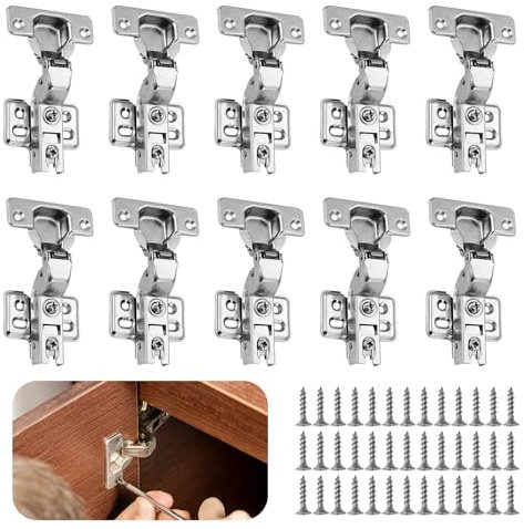 10 Pièces Charniere Porte Placard Charniere Porte Cuisine Universelle Charnières D'armoire avec Vis Charniere Invisible pour Penderies Meubles Armoires (Argent)