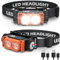 Hyted Stirnlampe LED Wiederaufladbar, 2 Stück 2000 Lumens Superhelle Kopflampe Stirnlampe, 3 Lichtmodi, Wasserdicht Leicht LED Stirnlampe für Angeln, Joggen, Camping(Orange)