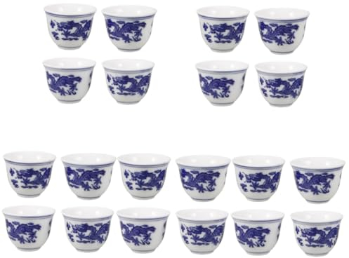 Amosfun 20 Pièces tasse de thé chinoise tasse à thé vintage tasses à thé japonaises bol à thé kungfu tasse à thé soupière verre à liqueur service à thé vintage bol à thé chinois céramique