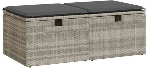 vidaXL 2-TLG. Garten-Sofagarnitur mit Kissen Hellgrau Poly Rattan, Outdoor Sofagarnitur, Gartensofa Set, Lounge Set, Sofagarnitur Terrasse