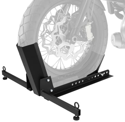 Donext Motorcycle Front Tire Chock, Adjustable Motorcycle Wheel Chock, 1500 lbs Heavy Duty Wheel Stand for 15-30 Wheels, Motorbike Front Chock High-Grade Steel Trailer Stand(Black)