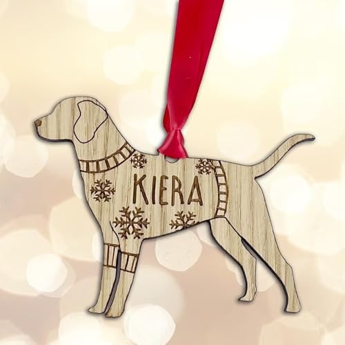 Personalised Customised Labrador Christmas Tree Bauble Decoration Ornament Gift Dog Puppy Wooden Christmas Jumper
