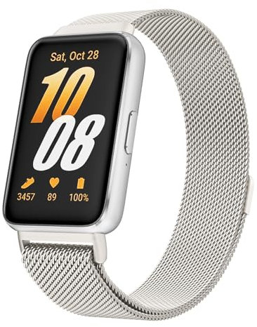 Correas de metal para Samsung Galaxy Fit 3 correa con hebilla magnética para SAMSUNG Galaxy Fit 3 sm R390 Smartwatch Correa para mujer&hombres, One size, Metal, NO