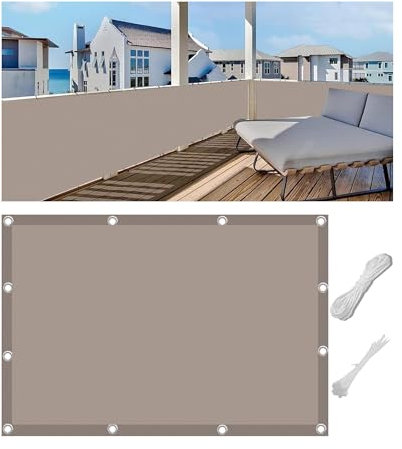 Woace Brise-Vue pour Balcon Tissu Oxford Écran de Jardin Imperméable et Résistant au Vent Couverture de Confidentialité Paravent Extérieur Auvent Terrasse Piscine Kaki 50x1800cm