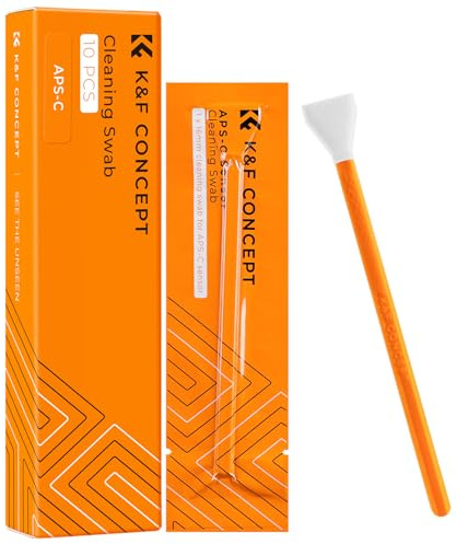 K&F CONCEPT Sensor-Reinigungsset für APS-C-Format, 10 Stück, Orange | 16mm Mikrofaser-Swabs für APS-C-Format-Kameras, DSLR, Objektive und Filter, Einzeln Vakuumverpackt, MA02