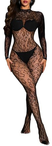 Buitifo Damen-Dessous Leopardenmuster Netz Body | Nylon Bodystrümpfe,Fischnetz Ganzkörper-Overall,Elastisches Gewebe,romantic occasion outfit
