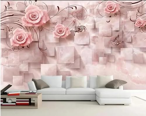 pdghsdkgjh Papier peint 3D effet marbre, motif rose, pour salon, chambre à coucher, 300 x 210 cm