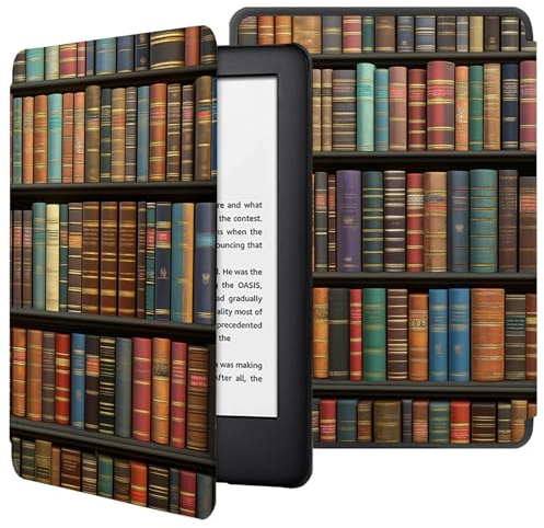 Custodia per Kindle Oasis da 7 | Compatibile con la 9a (2017) e la 10a generazione (2019) - Smart Cover in pelle PU con funzione Auto Sleep Wake - Libreria Scaffali