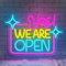 Lxmoneon Yes We Are Open Enseigne au néon Panneaux LED colorés ouverts pour les entreprises panneau mural néon ouvert alimenté par USB pour café dessert salon vitrine à emporter