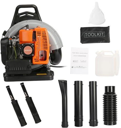 Rodiuiu Corded Leaf Blower and Garden Vacuum 2300W, 2-Stroke Engine Multi-purpose 63 Cubic Centimeter High Strength Snow Blower for Outdoor Orange