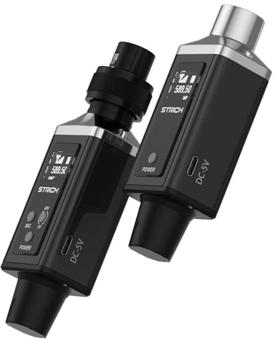 STRICH M3 UHF Wireless XLR Transmitter and Receiver 16 Channels, 164 ft Range, Plug-on Wireless Mic Adapter, Wireless Mic System for Dynamic and Condenser Mic, Audio Mixer, PA System