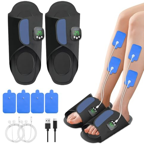 Massaggiatore Piedi Circolazione, EMS Massaggiatore Elettrico per Piedi Plantar Stimulator Pieghevole e Portatile, per la Circolazione Sanguigna e il Sollievo dal Dolore Muscolare