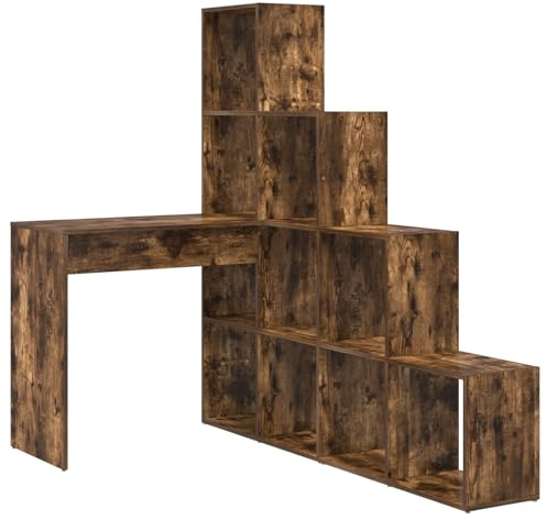 vidaXL Corner Desk in Smoky Oak 101.5 x 149.5 cm. L-shaped design with plenty of storage space. Made of durable wood, scratch-resistant and perfect for your home office or study.