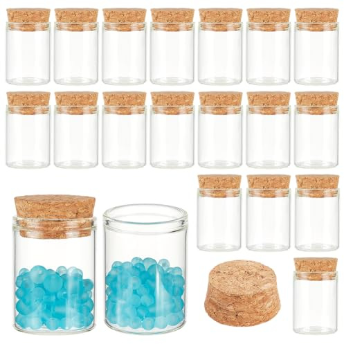 OLYCRAFT 24Pcs 15ml bouteilles de Tubes en verre bouteilles transparentes décoration avec bouchons liège verres à fond plat Transparent verre pour l’artisanat d’art bricolage décoration