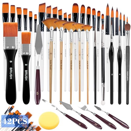 ZUSUZU Pinselset Acrylfarben,Premium Nylon Acrylfarben Pinselset,Pinsel Set,Pinselsets Malen,Premium Nylon Acrylfarbsen Pinsel,Malerei ölfarben Brush Set,für Künstler,Erwachsene und Kinder