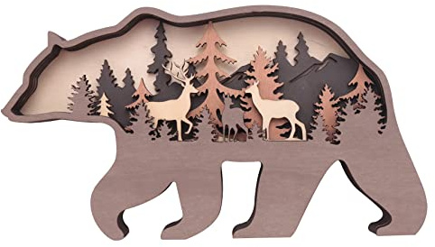 Sirxlevcy Bear and Deer Wall Decoration, Bear Decorations for Home, Bear Art Wall Decor, Rustic Home Decor, Cabin Decor
