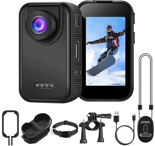 OBEST Action Camera 1080P,Fotocamera Sportiva con 130°,Videocamera Magnetica per il Corpo Indossabile con 1.47 IPS Display-screen,Mini Action Cam Portatile per Vlog Esterno Animali
