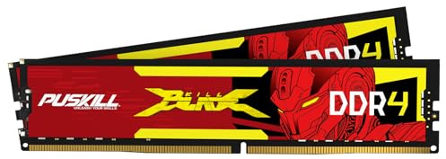 PUSKILL RAM DDR4 16GB Kit (2x8GB) 3200MHz PC4-25600 CL16 Desktop Memory - 1.35V UDIMM Low Latency, Intel XMP 2.0 Ready for Gaming PC, compatibile con Intel e AMD