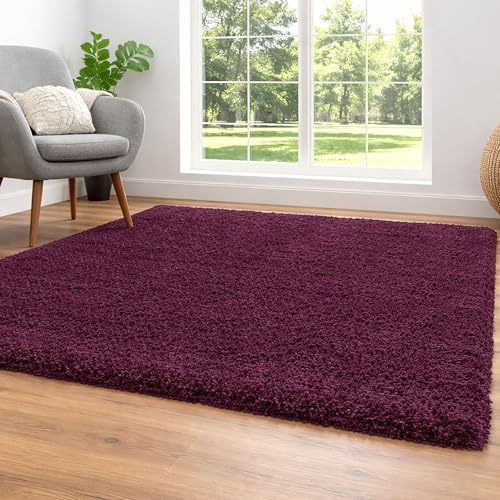 Steffensmeier Ragolle Twilight Hochflor Teppich Shaggy, weich & elastisch, moderner Wohnzimmer Teppich, Bordeaux 1144, 160x230 cm