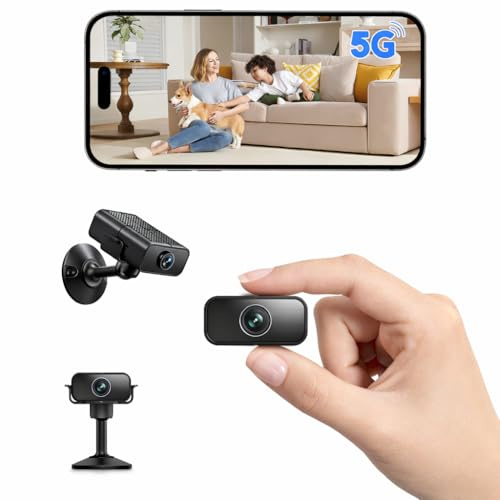Mini Kamera, 4K HD Überwachungskamera Innen mit 150° Weitwinkel & Nachtsicht, WLAN 2,4 & 5 GHz Kamera Überwachung Innen, Intelligente Bewegungserkennung, Nachtsicht, Live Übertragung via Handy App