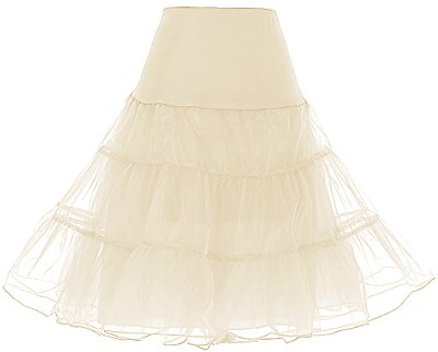 DRESSTELLS Petticoat Unterrock Damen Reifrock Dirndl Petticoats 1950er Rockabilly Kleider Pettycode Unterrock Kurz Tüllrock Meerjungfrau Kostüm Champagne L