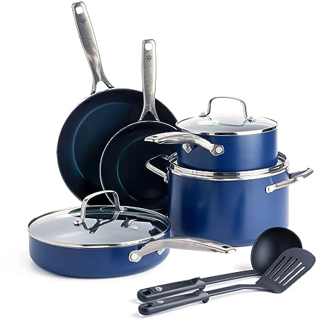 Blue Diamond Cookware CC001602-001 Diamond-Infused, Aluminum Ceramic Non-Stick Coating, Blue