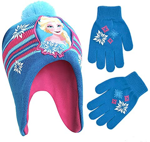 Disney Girls' Toddler Frozen Elsa Beanie Hat and Mittens