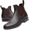 Acfoda Kurze Damen Gummistiefel Herren Regenstiefel Wasserdicht Lack Regen Schuhe Ankle Chelsea Boots Gummi Stiefel mit Blockabsatz Braun Gr.38