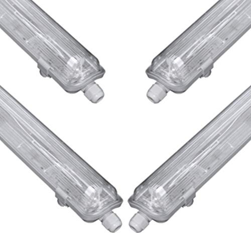 pureled SET 4x LED Feuchtraumleuchte Wannenleuchte Keller Werkstatt IP65 4x T8 LED 150cm 24W 6500K G13 Bürolampe