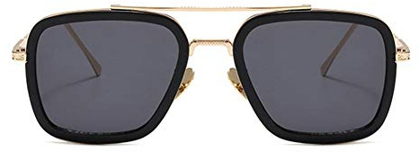 Hillrong Retro Tony Stark Men's Iron Frame Sunglasses - Fashion Sunglasses Women Men Superhero Driving Eyeglasses Gift (A)
