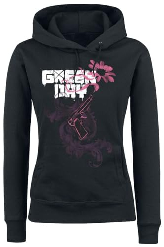 Green Day Gun Flower Frauen Kapuzenpullover schwarz M 80% Baumwolle, 20% Polyester Band-Merch, Bands