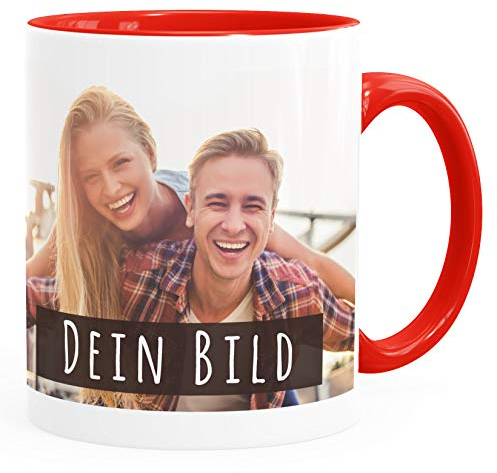 SpecialMe® personalisierte Fototasse mit eigenem Foto persönliches Geschenk Kaffeetasse mit Bild selbst gestalten inner-rot Keramik-Tasse