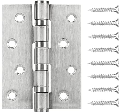 WELLOCKS Bisagra para Puerta de 10 x 7,5 cm 3 Piezas de Acero Inoxidable 304 Bisagra de Puerta con Rodamiento de Bolas de 3 mm de Grosor Plateado Perfecta para Puertas Pesadas (D040)