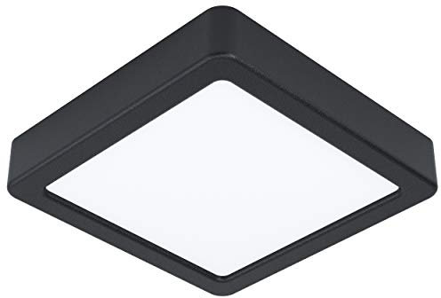 EGLO LED Deckenleuchte Fueva 5, L x B 16 cm, 1 flammige Aufbauleuchte aus Stahl und einer Kunststoff Leuchtfläche, Deckenlampe in Schwarz, Weiß, LED Aufbaulampe warmweiß