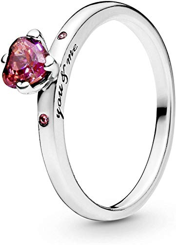 MariaFonte Ring New 2024 925er Silber Herz Rot Damen Solitärring Rosenkranz Zirkonia Echt Schlange Erhältlich in 4 Größen Indianer Stein Kreis Sterling Silber Plattiert Freundschaft Mädchen