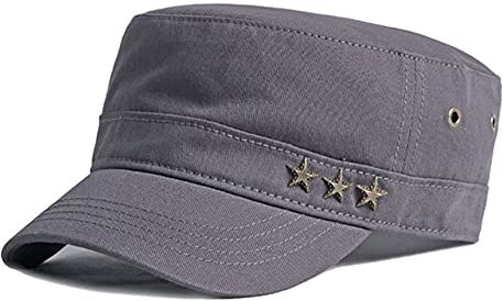 Adantico Herren Militär Armee Unisex Kappe Einstellbar Baseballmütze Damen Flat Cap (Grau)