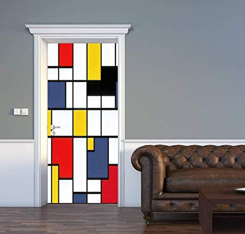 LuSeven tapeten selbstklebende Farbe Graffiti geometrisch Muster 90x215cm Türtapete Selbstklebend Türposter Fototapete Poster Tapete PVC 3D Türaufkleber Selbstklebend DIY Türbild