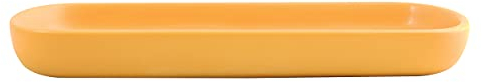 MSV Maonie-Vassoio portaoggetti in Ceramica, per Frutta, tè, Cosmetici, Gioielli, Ovale, per lavabo, Bagno, armadi, Colore: Giallo Zafferano Opaco, Taglia Unica
