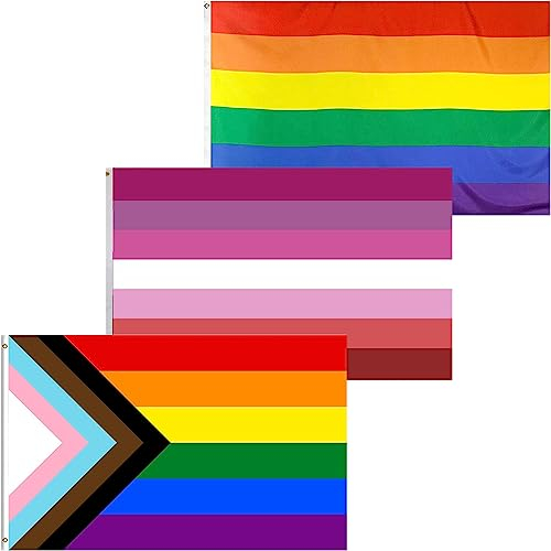 LGBTQ Flagge,Yueser 3 Stück Gay Pride Flagge 90x150cm Diverse Regenbogen Flagge für die Schwulenparade