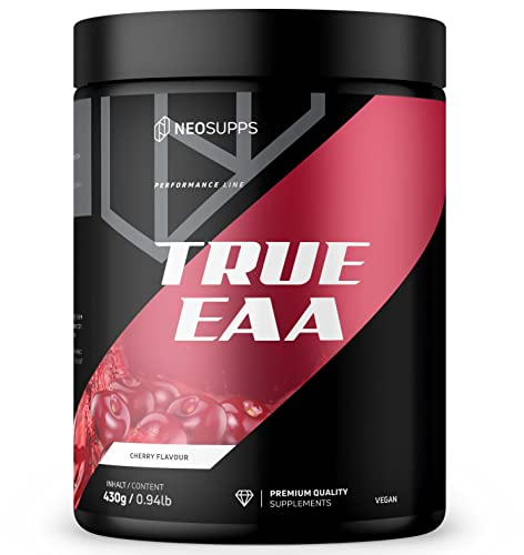 Neosupps EAA Pulver Cherry 430g, Made in Germany, hochdosiert 10.300 mg EAAs pro Portion, Hochwertige Essenzielle Aminosäuren für vor & während des Trainings, angereichert mit L-Histidin, zuckerfrei