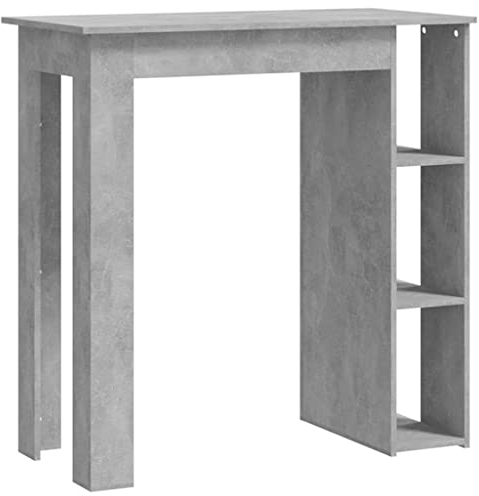 vidaXL Bar Table with Shelf Home Living Room Dining Room Furniture Modern Bistro Pub Breakfast Bar High Storage Table Desk Concrete Grey Chipboard