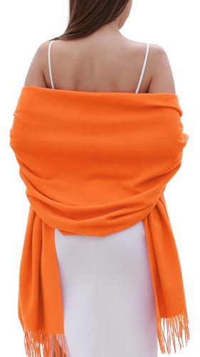 RIIQIICHY Orange Pashmina Shawls and Wraps for Women Wedding Ladies Winter Scarf