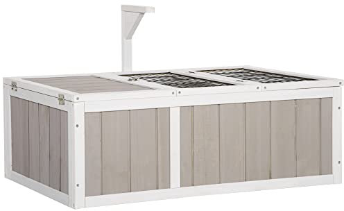 PawHut Maison enclos Cage pour Petit Animal Tortue avec 2 espaces dim. 91,5L x 61l x 33H cm - Bois de Sapin